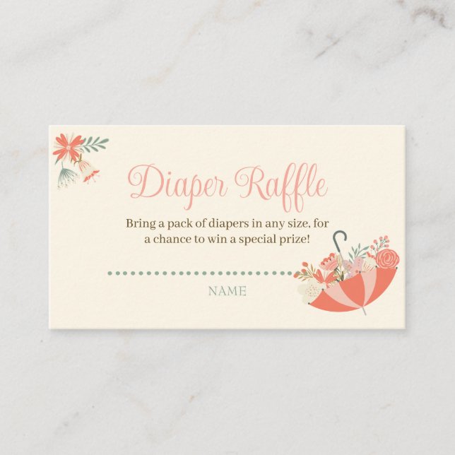 April Showers Bring May Flowers Diaper Raffle Enclosure Card (Front)