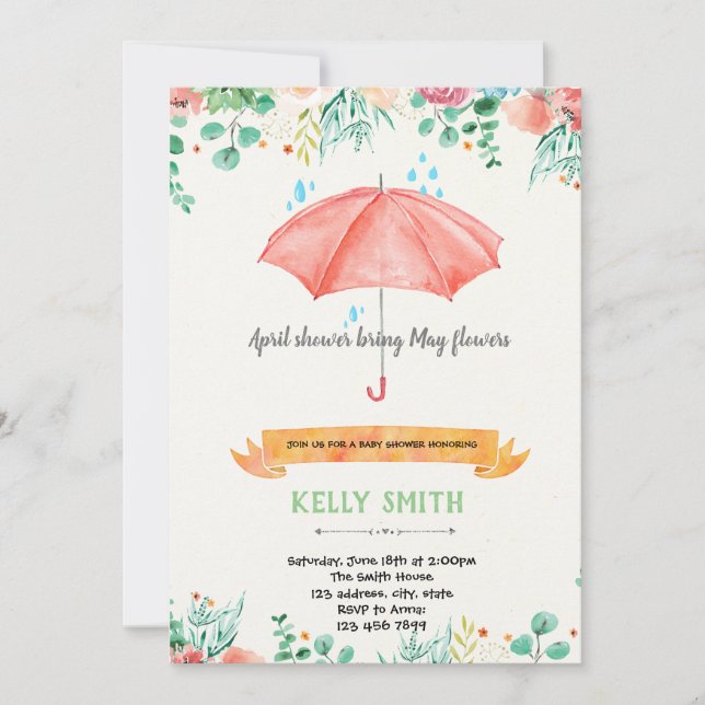 April showers bring May flowers invitation (Front)