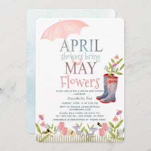 April Showers Bring May Flowers Virtual Shower Invitation