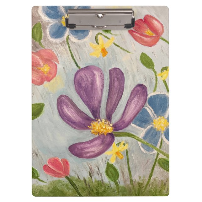 April Showers. Colourful, Abstract Floral Art Clipboard (Front)