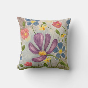 April Showers. Colourful, Abstract Floral Art Cushion