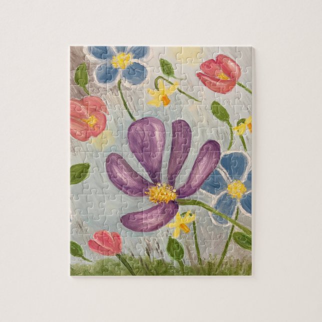April Showers. Colourful, Abstract Floral Jigsaw Puzzle (Vertical)