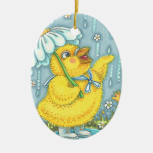 APRIL SHOWERS, CUTE SPRING EASTER CHICK ORNAMENT