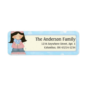 April Showers Girl Spring Season Address Labels 2