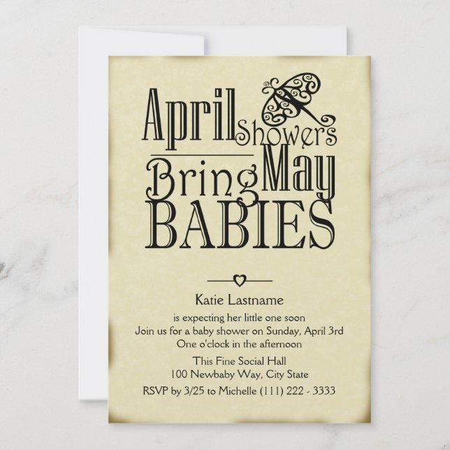 April Showers May Baby Invitation (Front)