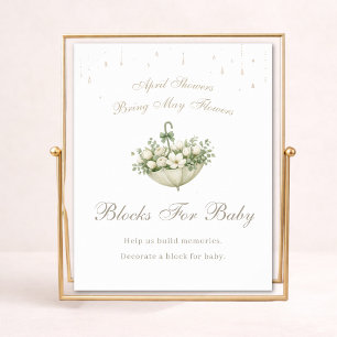 April Showers May Flowers Shower Blocks For Baby Poster