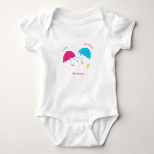 April Showers Rainy Day Umbrellas with Name Baby Bodysuit