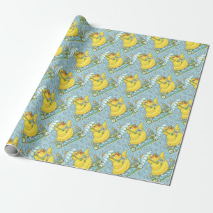 APRIL SHOWERS, SPRING CHICK WRAPPING PAPER