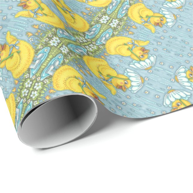APRIL SHOWERS, SPRING CHICK WRAPPING PAPER Mirror (Roll Corner)