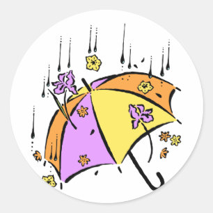 April Showers Umbrella Classic Round Sticker