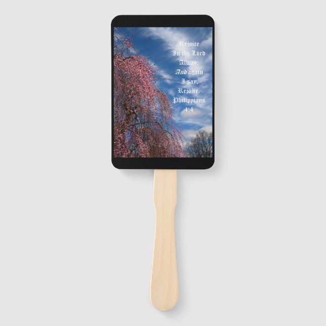 April Sky with Philippians 4:4 Hand Fan (Front)