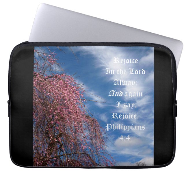 April Sky with Philippians 4:4 Laptop Sleeve (Front)