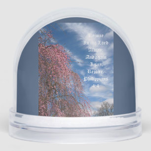 April Sky with Philippians 4:4 Snowglobe