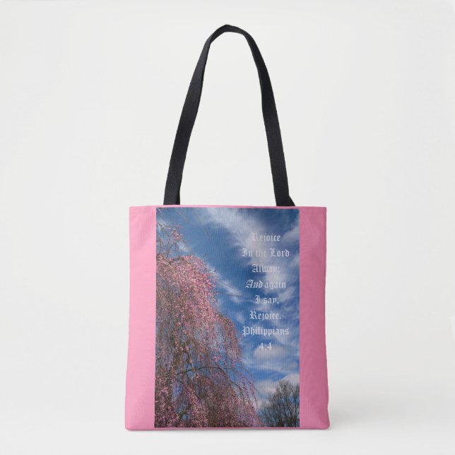 April Sky with Philippians 4:4 Tote Bag (Front)