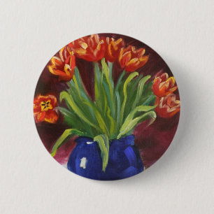 "April Tulips" 6 Cm Round Badge