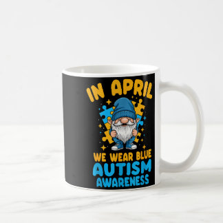 April wear blue autism acceptance gnome puzzle  coffee mug