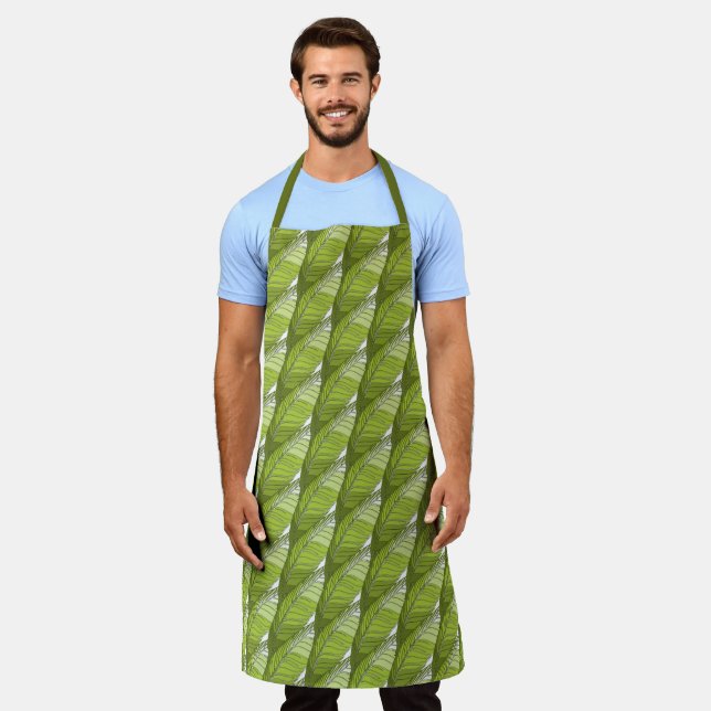 Apron (ao) - Green Feather Shapes in Tiled Pattern (Worn)
