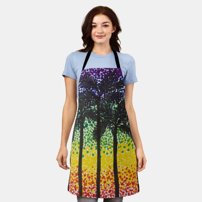 Apron (ao) - Palm Trees and Rainbow Sky (Worn)