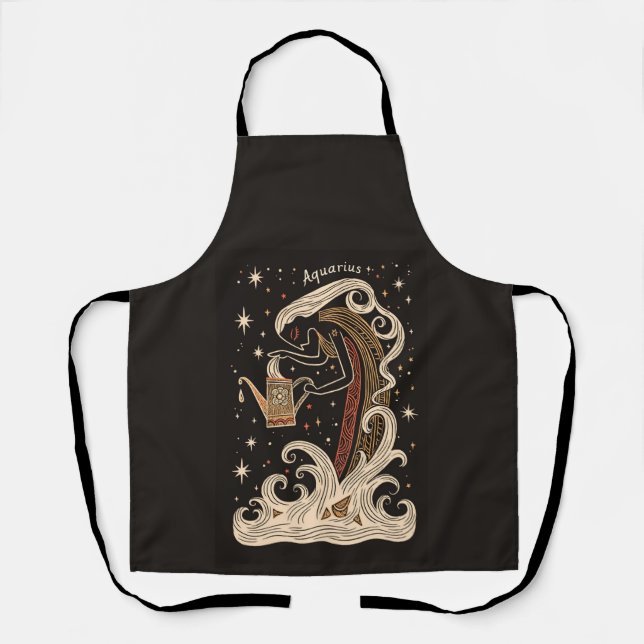 Apron Aquarius Celestial Zodiac Art (Front)