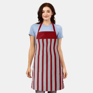 Apron Cafe Crimson and Grey Stripe