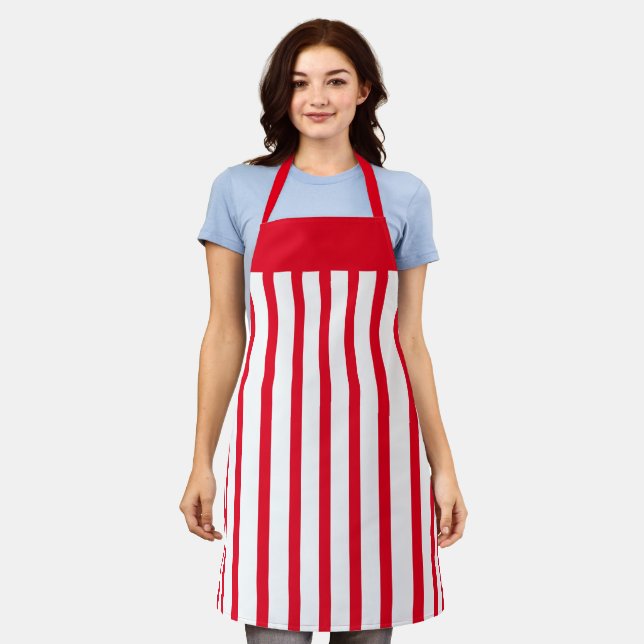 Apron Cafe Red and White Stripe (Worn)