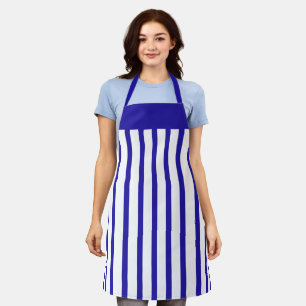 Apron Cafe Royal Blue and White Stripe