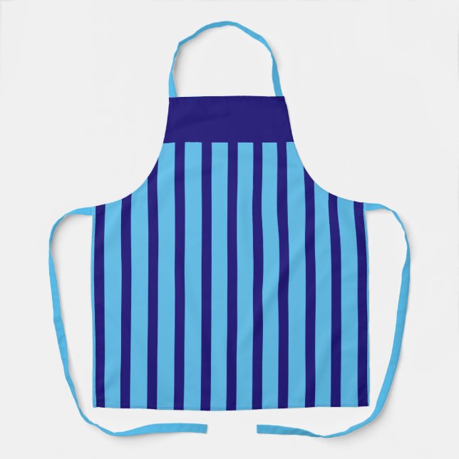 Apron Cafe Sky Blue and Sapphire Stripe (Front)