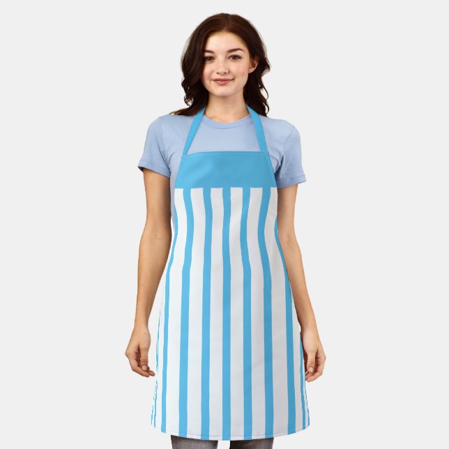 Apron Cafe Sky Blue and White Stripe (Worn)