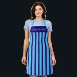 Apron Cafe Stripe Blue Happy Hanukkah<br><div class="desc">This apron is shown as is in a bold sky blue and sapphire blue stripe print. Text of Happy Hanukkah on the top.
Colour: Sky blue/sapphire blue   Straps: Sky blue

Customise this item or buy as is. You can choose another strap colour.




Stock Image</div>
