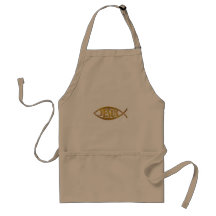 APRON  DARK KHAKI COLOR   JESUS  EMBLEM