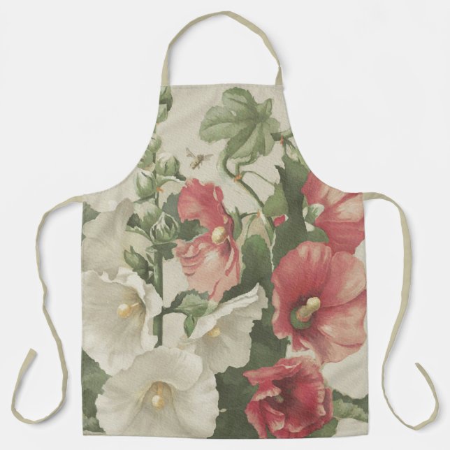 Apron - Garden Flowers Apron for Women - Hollyhock (Front)