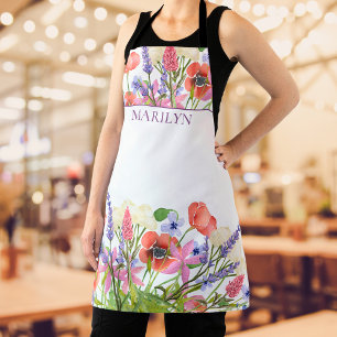 Apron gift name floral apron flowers personalised