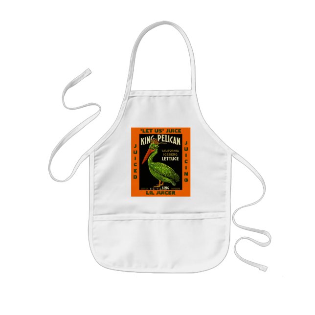 APRON JUICING VINTAGE LABEL PELICAN MADEOF LETTUCE (Front)