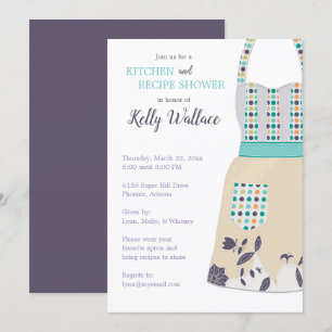 Apron Kitchen and Recipe Bridal Shower Invitation