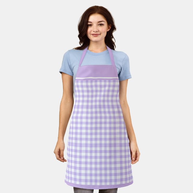 Apron Lavender Gingham Check (Worn)