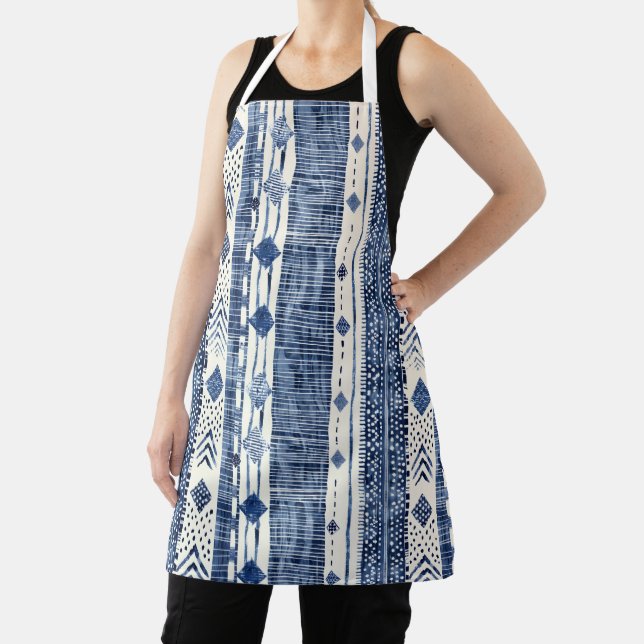 Apron Medium (66 x 76,2cm)- Blue And White Pattern (Insitu)