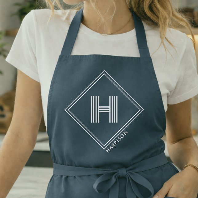 Apron | Modern Geometric Monogrammed Initial (Creator Uploaded)