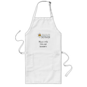 Apron, OJMAG logo, Plays with fire and hammers Long Apron