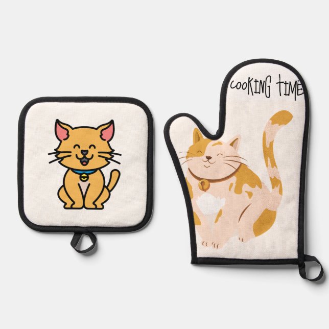 apron oven mitt & pot holder set (Front)