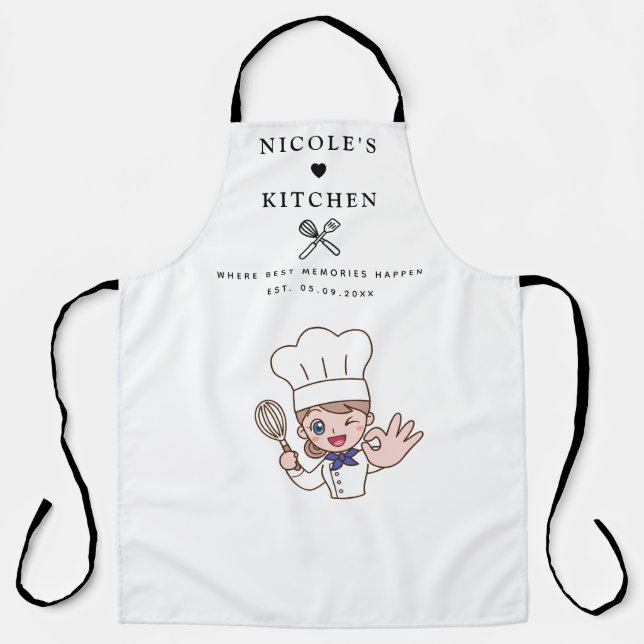 Apron | Personalised Kitchen Name & Chef Cartoon (Front)