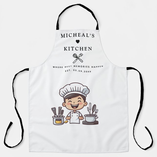 Apron | Personalised Kitchen Name & Male Chef  (Front)