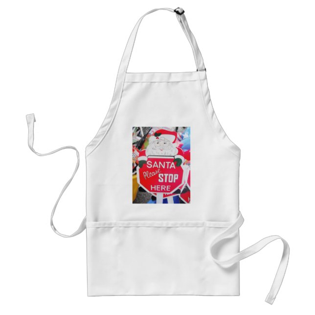 Apron Santa & Stop Here Sign (Front)