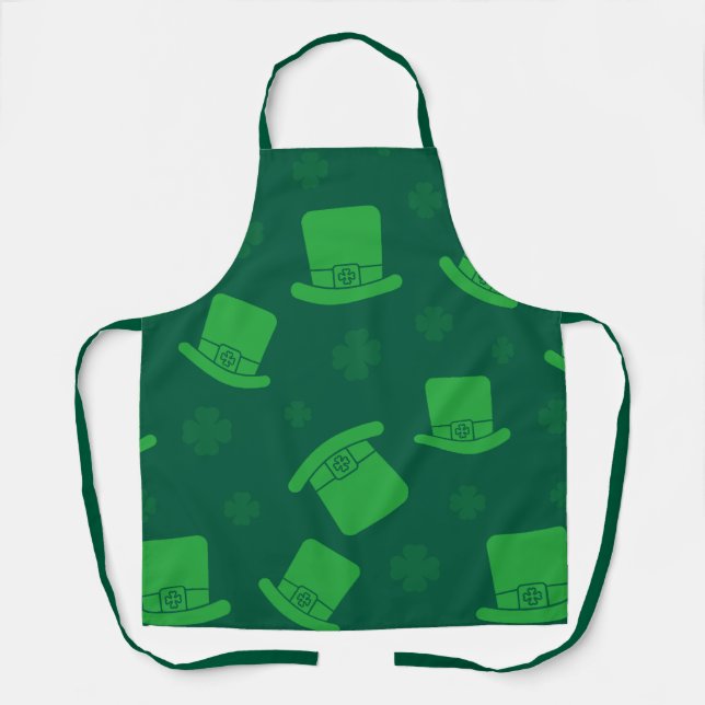 Apron St Patricks Day Leprechaun Hat Green (Front)