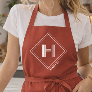 Apron   Stylish Geometric Initial Monogram