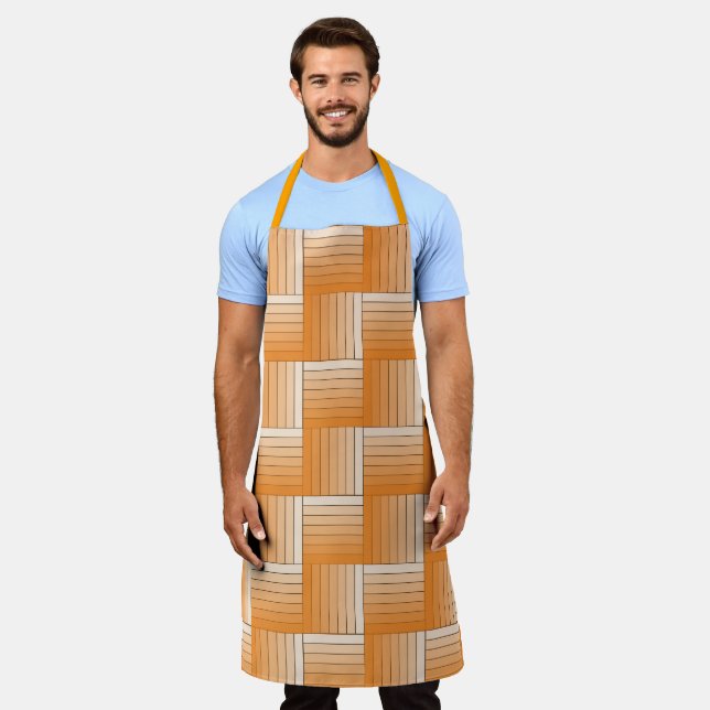 Apron -  Tiles of Orange Ombre Stripes (Worn)