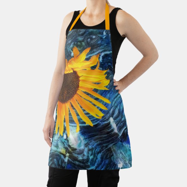 Apron Van Gogh-style Sunflower Night Scene Design (Insitu)