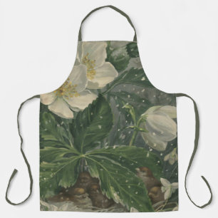 Apron White Garden Flowers Apron for Women  