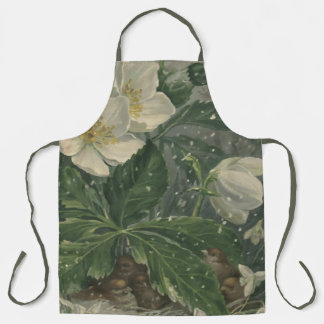 Apron White Garden Flowers Apron for Women  