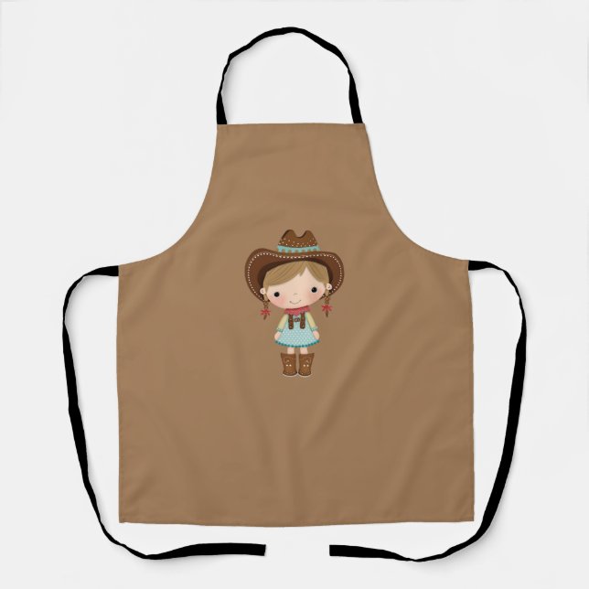 Apron With a Western Girl Illustration (Front)