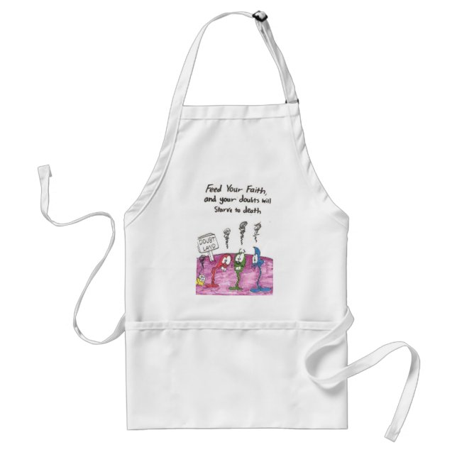 Apron with animated funny church sayings (Front)